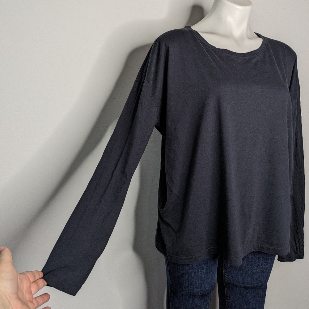 Vince Blue Pima Cotton Long Sleeve Lightweight T-shirt L - Picture 4 of 8